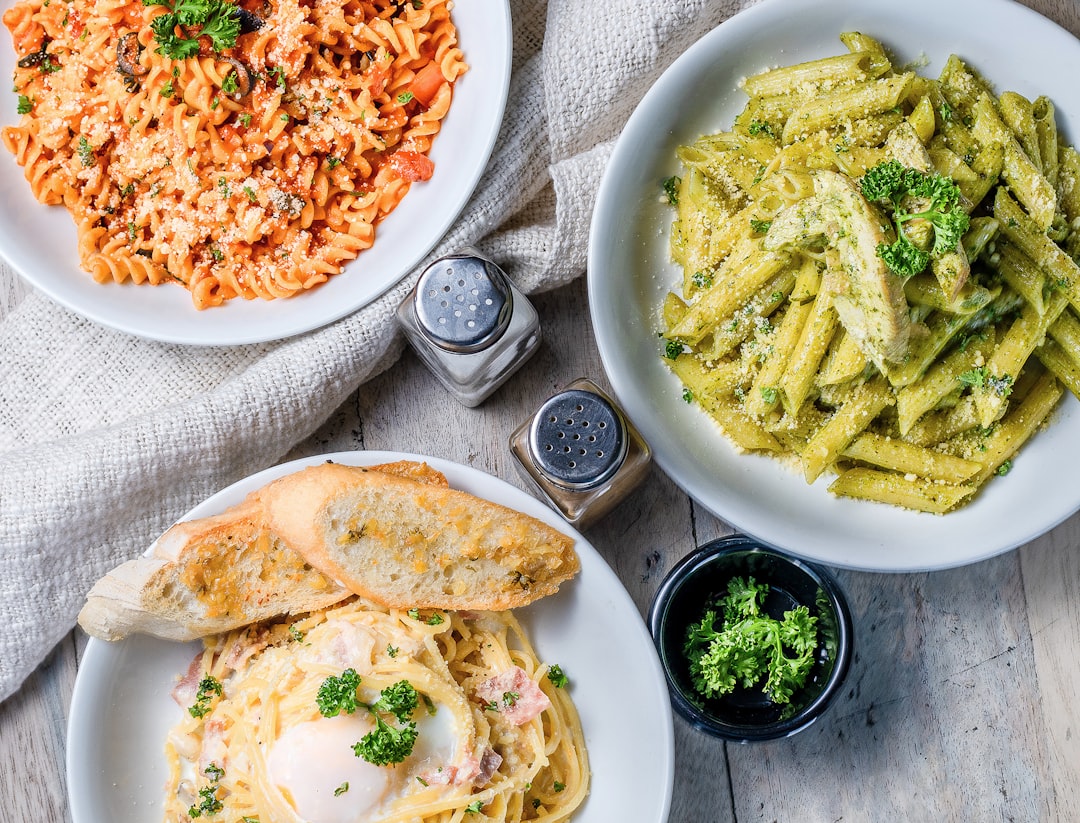 Carbohydrate rich meal with pasta and vegetables