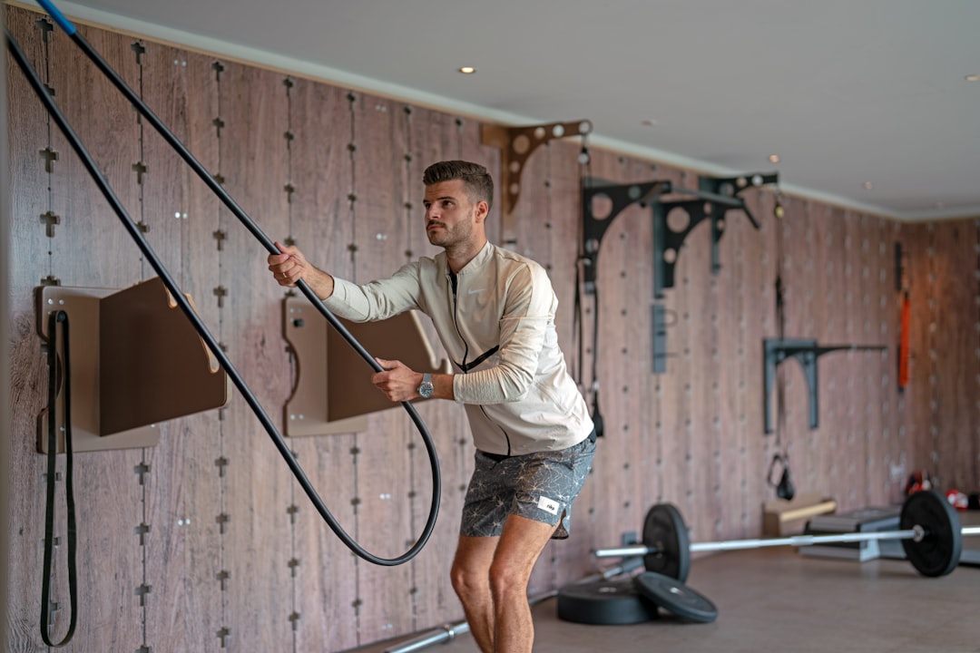 Man training in indoor gym