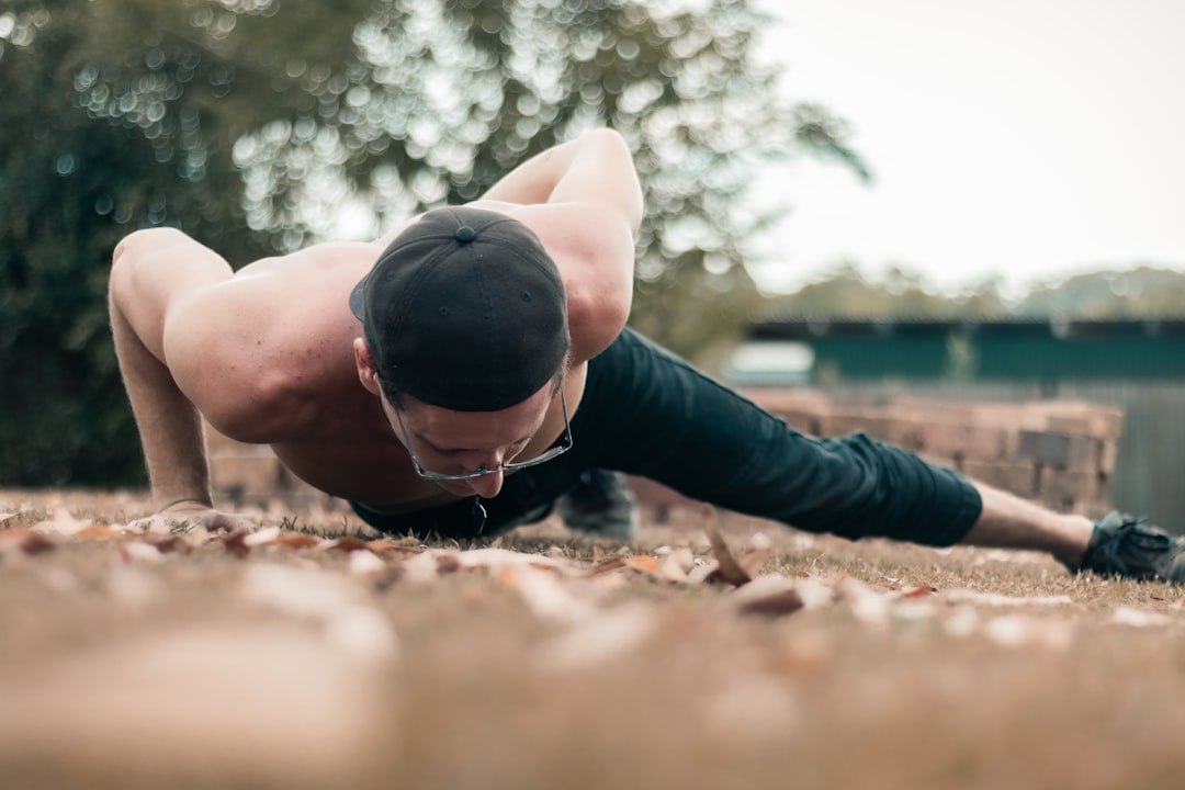 Athlete exercising and sweating during training